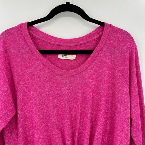 UGG Hot Pink Twist Front Long Sleeve Crew Neck Sweater Top Size Small - Picture 3 of 7